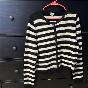 a new day Black and White Striped Knit Cardigan